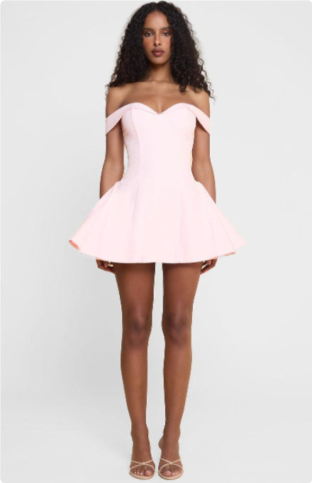 Women's Black And White Patchwork Summer Dress Y2K Trend Slash Neck Backless Sweet Girl Chic Ruched Mini Bodycon Streetwear